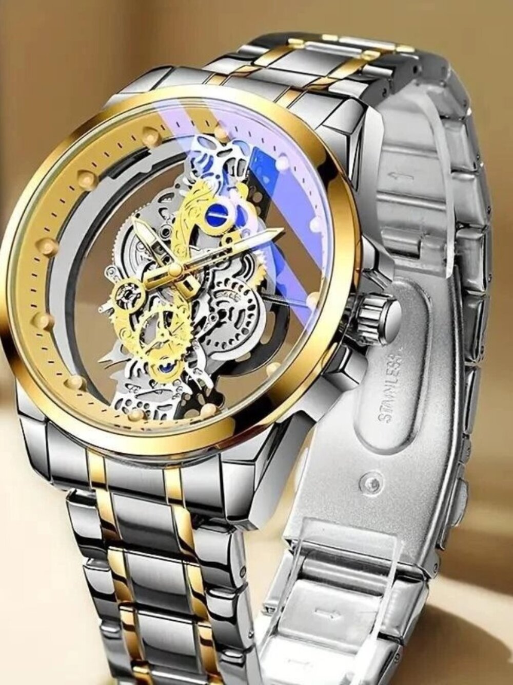 Luxury Classic Men Quartz Watch Stainless Steel Strap Water-Resistant Business